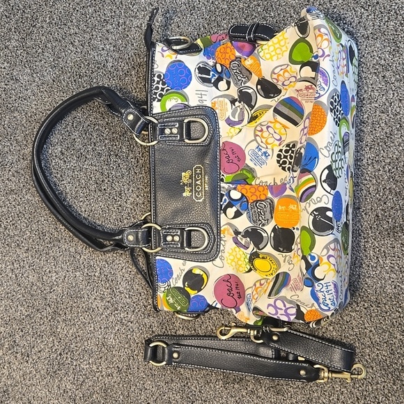 Vintage Coach CO6Q-1485 Multicolor Logo Y2K Women's Bag Tote Purse - Picture 2 of 15